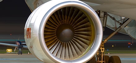 Airplane engine of parked airplane