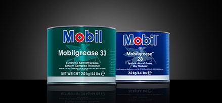 Cans of Mobilgrease 33 and Mobilgrease 28