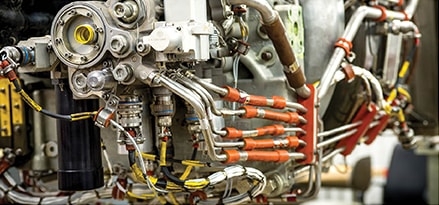 Inside view of an aircraft gas turbine engine