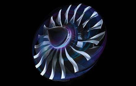 Aircraft engine viewed at night