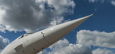 Droop nose of Concorde turbo jetliner