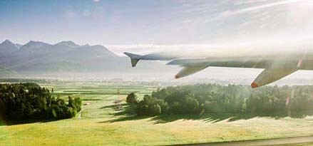 Airplane wing  field background