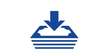 reduce costs blue icon