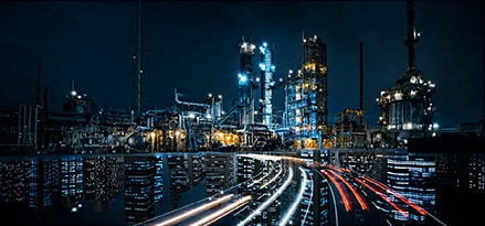 View of the Baytown, TX refinery at night