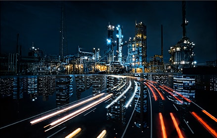View of the Baytown TX refinery at night