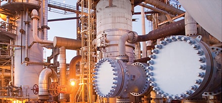 Worker walking through Bayton Hydrocracker facility