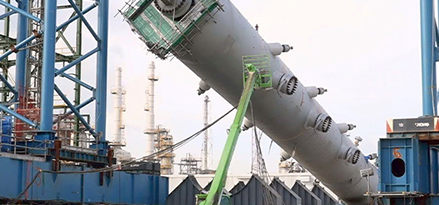 The team used a large mobile gantry crane to lift the reactors.