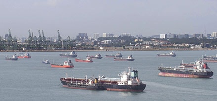 Aerial View of Ships with bunker sampling