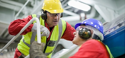 Workers working together