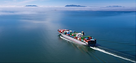 Cargo vessel in open water