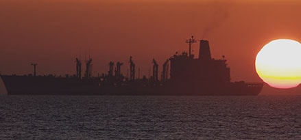 ship at sunset