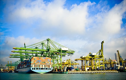 Cargo shipping port during the day
