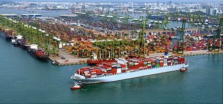 Faith containership ship in harbor