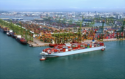 Faith containership ship in harbor