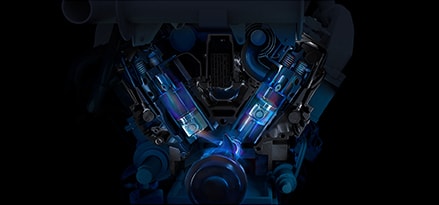 Marine engine close up in the dark Marine engine close up in the dark