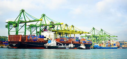 Three Ships at port going through loading exxonmobil marine