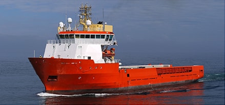 Red cargo ship