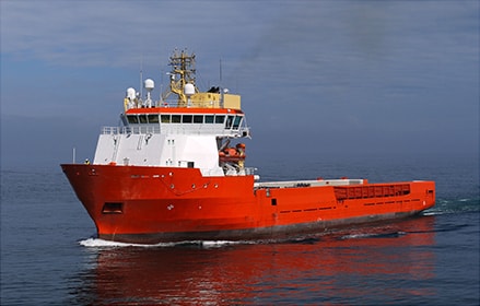 Red cargo ship