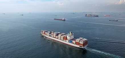 Cargo vessel at sea