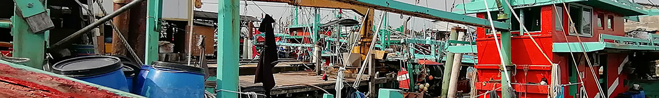 A red and green boat
