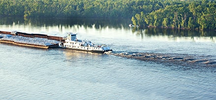 Barge in a river