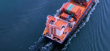cargo ship in river