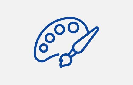 Blue art palette and paint brush icon